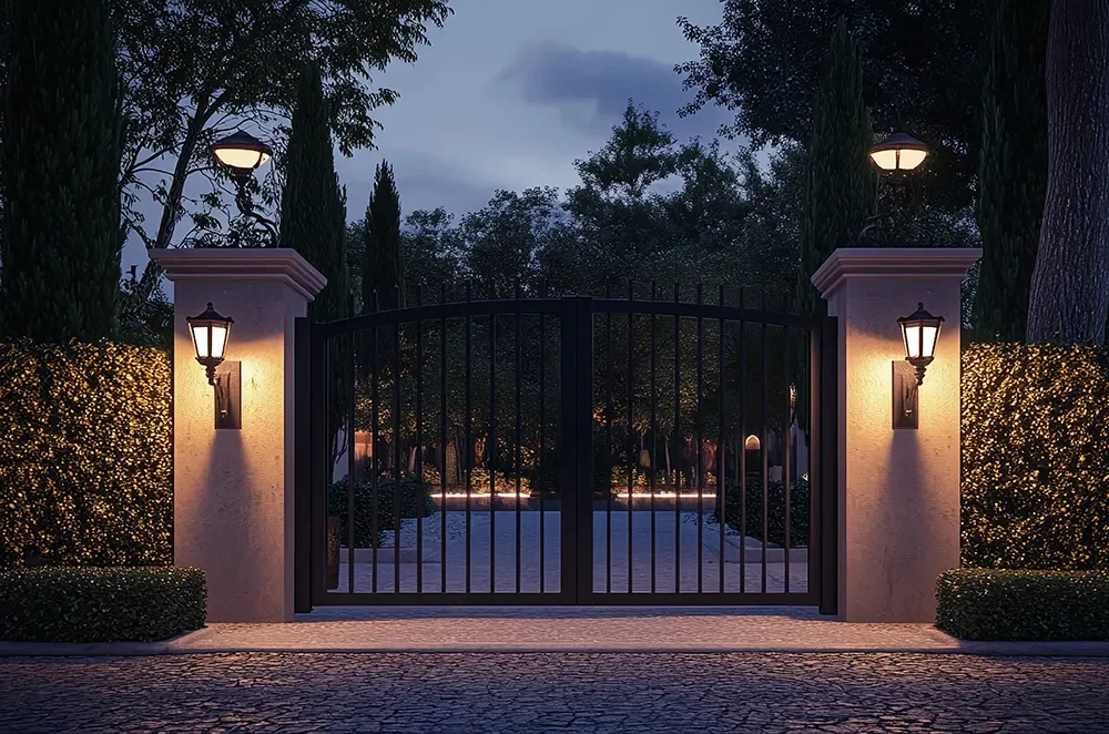 gate-that-has-lights-it-gate-is-lit-up